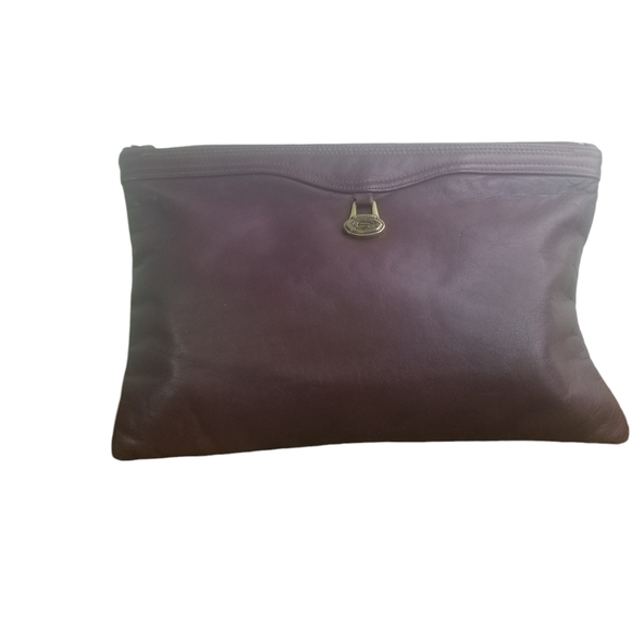 Vtg 70s Etienne Aigner oxblood wine leather clutch purse - Picture 1 of 9